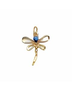 10K Yellow Gold Blue Dragonfly Charm