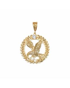 10K Yellow Gold Eagle in a C.Z Circle Pendant