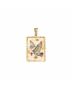 10K Two Tone Eagle in a Rectangular Pendant