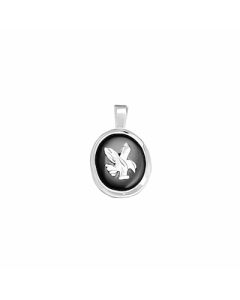 Silver Oval Onyx Eagle Pendant