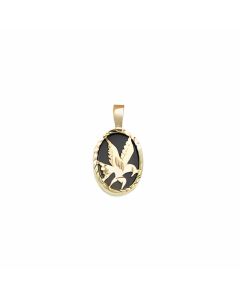 10K Yellow Gold Oval Onyx Eagle Pendant