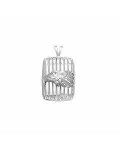 Silver Eagle's Face on a Rectangular Pendant