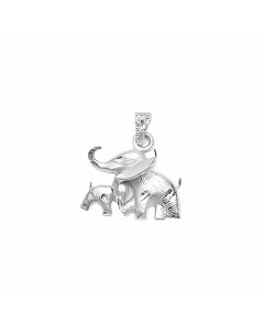 Silver Elephant and Baby Pendant