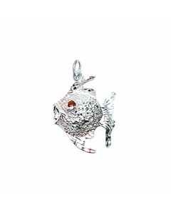 Silver Blowfish with Red Eyes Charm