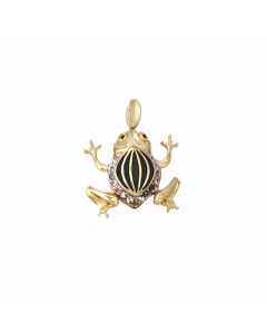 10K Two Tone Enamel Frog Pendant