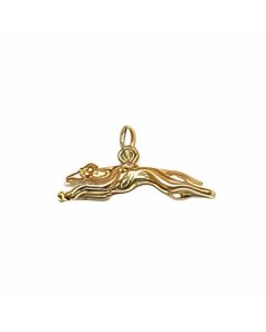 10K Yellow Gold 3D Greyhound Dog Charm