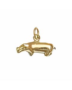 10K Yellow Gold 3D Hippopotamus Charm
