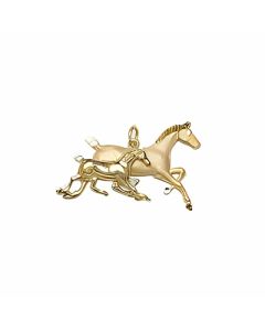 10K Yellow Gold 3D Horse & Colt Pendant