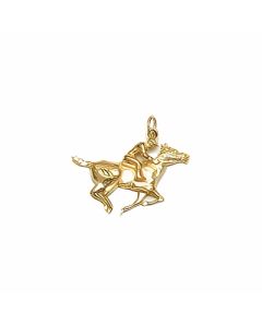 10K Yellow Gold Horse and Rider Pendant