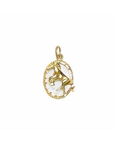 10K Yellow Gold Front Knees Raised Horse in a Circle Charm