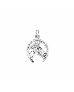 Silver Horse's Head in a Horseshoe Pendant