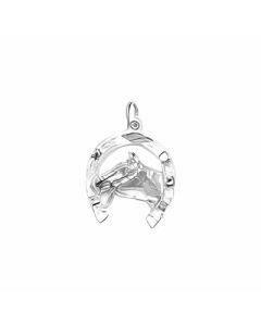 Silver Horse's Head in a Horseshoe Pendant