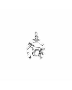 Silver Horse in a Horseshoe Pendant