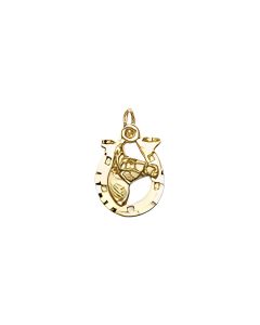 10K Yellow Gold Horse's Head in a Horseshoe Charm