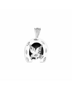 Silver Eagle On Onyx Horseshoe Pendant