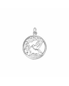 Silver Hummingbird in a Circle Pendant