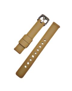 14mm Light Brown Plain Silicone Watch Band with Quick Release Pins