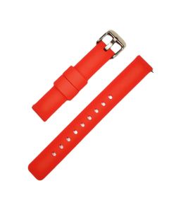 16mm Red Plain Silicone Watch Band with Quick Release Pins