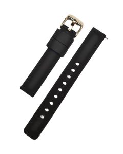 16mm Black Plain Silicone Watch Band with Quick Release Pins