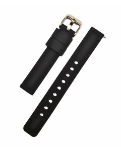 14mm Black Plain Silicone Watch Band with Quick Release Pins
