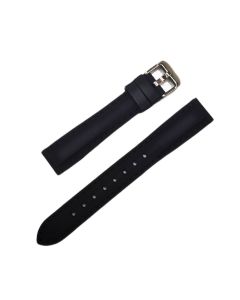 16mm Black and Black Stitched Silicone Watch Band with Quick Release Pins
