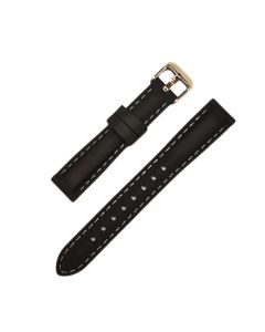 16mm Black and Green Stitched Silicone Watch Band with Quick Release Pins