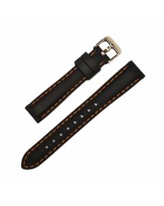 18mm Black and Orange Stitched Silicone Watch Band with Quick Release Pins