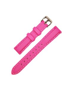 16mm Pink and White Stitched Silicone Watch Band with Quick Release Pins