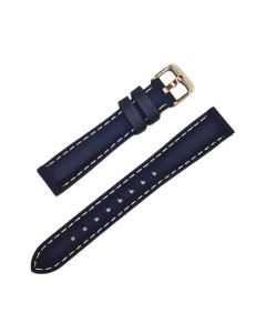 16mm Navy Blue and White Stitched Silicone Watch Band with Quick Release Pins