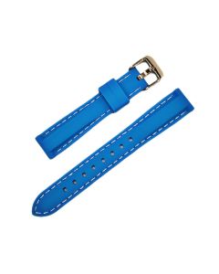 16mm Blue and White Stitched Silicone Watch Band with Quick Release Pins