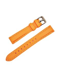 16mm Orange and White Stitched Silicone Watch Band with Quick Release Pins