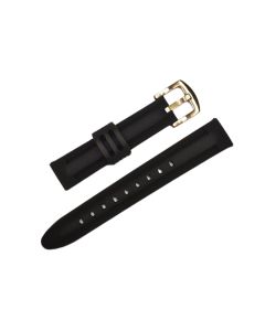 18mm Black Center Raised Style Silicone Watch Band with Quick Release Pins