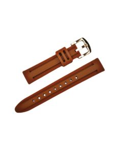 18mm Light Brown Center Raised Style Silicone Watch Band with Quick Release Pins