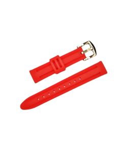 18mm Red Center Raised Style Silicone Watch Band with Quick Release Pins