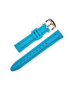 18mm Blue Center Raised Style Silicone Watch Band with Quick Release Pins