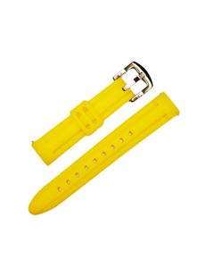 18mm Yellow Center Raised Style Silicone Watch Band with Quick Release Pins