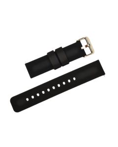 22mm Black Plain Silicone Watch Band with Quick Release Pins