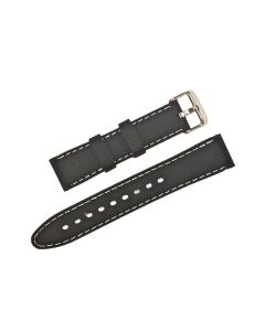 24mm Black Diamond Pattern Stitched Silicone Watch Band with Quick Release Pins