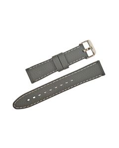 20mm Grey Diamond Pattern Stitched Silicone Watch Band with Quick Release Pins