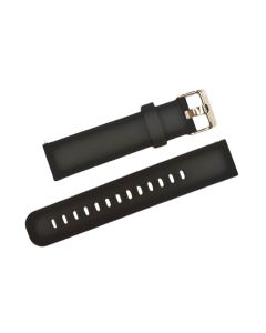 20mm Black Plain Silicone Watch Band with Extra Adjustment Holes and Quick Release Pins