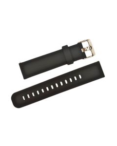 22mm Black Plain Silicone Watch Band with Extra Adjustment Holes and Quick Release Pins