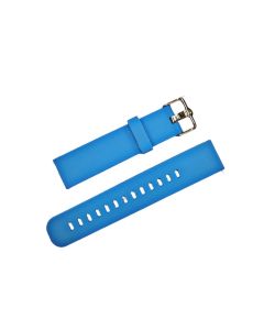 22mm Blue Plain Silicone Watch Band with Extra Adjustment Holes and Quick Release Pins
