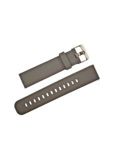 20mm Grey Plain Silicone Watch Band with Extra Adjustment Holes and Quick Release Pins