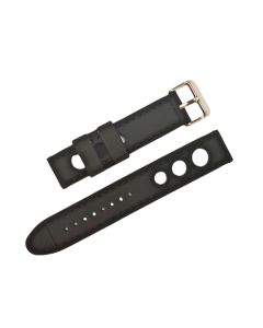 20mm Heavy Duty Black and Black Stitched Silicone Watch Band with Quick Release Pins