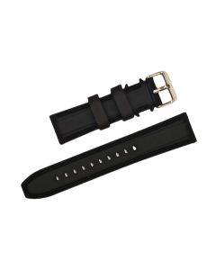 22mm Black Slightly Raised Silicone Watch Band with a Black Border and Quick Release Pins