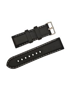 26mm Black and White Stitched Silicone Watch Band with Quick Release Pins