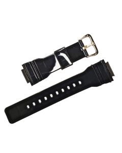 16mm Black Glossy Flat TPU Silicone Watch Band