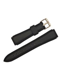 20mm Black with White Stitched Silicone Watch Band