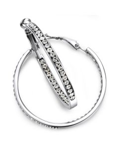 Stainless Steel Multi Cubic Channel Setting Hoop Earrings
