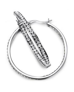 Stainless Steel Multi Cubic Channel Setting #2 Hoop Earrings